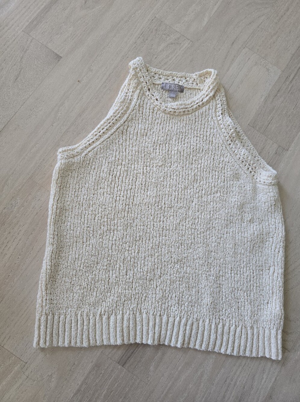 J. Crew Cream Sleeveless Knit Tank with High Neck